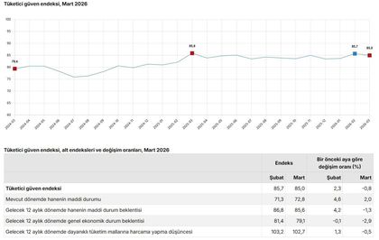 TÜİK: Tüketici güven endeksi martta geriledi