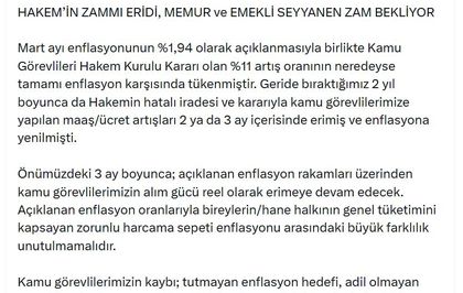 Memur-Sen Genel Başkanı Yalçın: Memur ve emekli seyyanen zam bekliyor