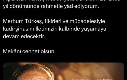 Cumhurbaşkanı Erdoğan, Alparslan Türkeş'i vefatının 29'uncu yıl dönümünde andı