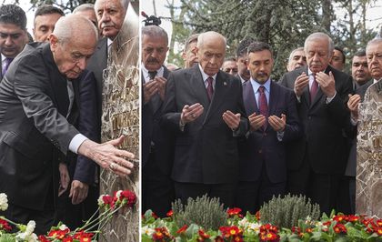 Bahçeli, Alparslan Türkeş'in kabrinde: Fotoğraf karesindeki detay dikkat çekti