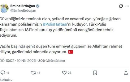 Emine Erdoğan'dan 'Polis Haftası' mesajı