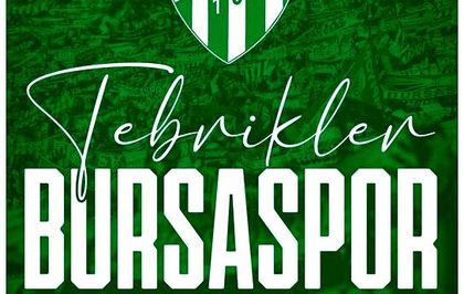 Cumhurbaşkanı Erdoğan'dan Bursaspor'a tebrik mesajı