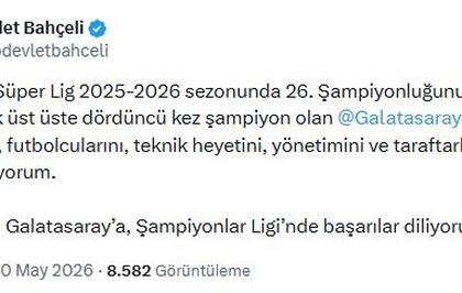 MHP Genel Başkanı Devlet Bahçeli, Galatasaray'ı tebrik etti