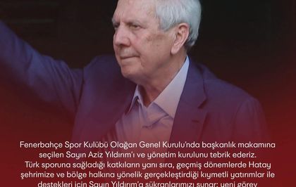 Hatayspor yönetimi Fenerbahçe Spor Kulübü Başkanı Aziz Yıldırım'ı tebrik etti
