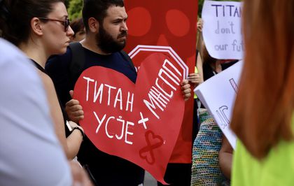 Üsküp'te hava kirliliğine önlem alınması talebiyle gösteri yapıldı