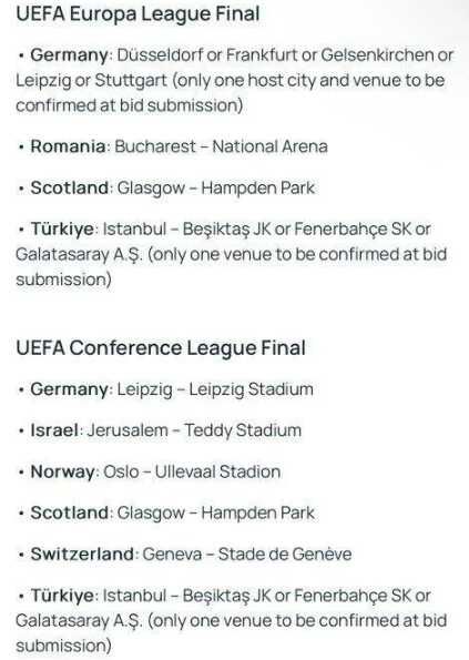 Devreye girdiler! 3 büyüklerden UEFA Avrupa Ligi ve Konferans Ligi finaline ev sahipliği için başvuru