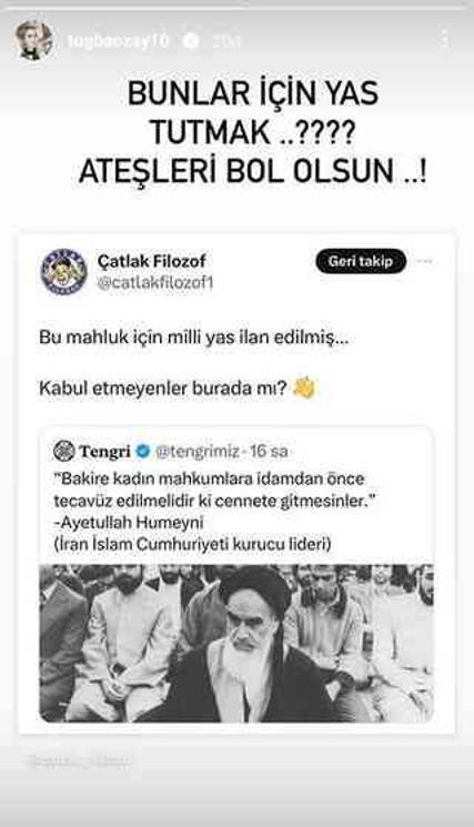 Manken Tuğba Özay'dan milli yas kararına tepki: Ateşleri bol olsun