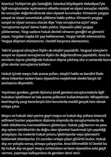 Cumhurbaşkanı Başdanışmanı Uçum: Devlet kaos siyasetine asla geçit vermez
