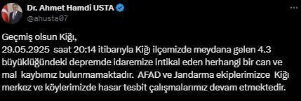 Bingöl'De 4.3 Büyüklüğünde Deprem