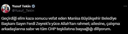Ferdi Zeyrek'in hayatını kaybetmesinin ardından siyasilerden art arda taziye mesajları