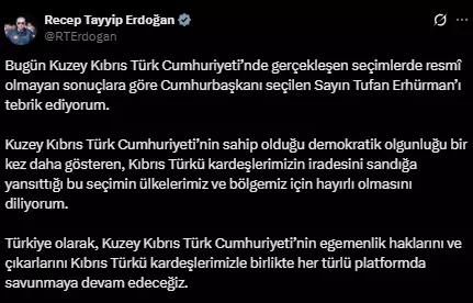 KKTC'de cumhurbaşkanlığı seçimini resmi olmayan sonuçlara göre Tufan Erhürman kazandı