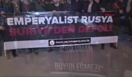 Idlip'teki Saldırıyı Protesto Için Rusya Konsolosluğu'na Yürüdüler