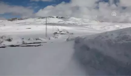 Nisan Karı Ağrı'da Köy Yolunu Kapattı