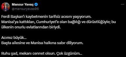 Ferdi Zeyrek'in hayatını kaybetmesinin ardından siyasilerden art arda taziye mesajları