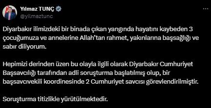 Adalet Bakanı'ndan Diyarbakır'daki Yangın Açıklaması