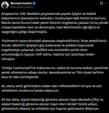 Yılmaz'dan CHP'ye Provokasyon Eleştirisi