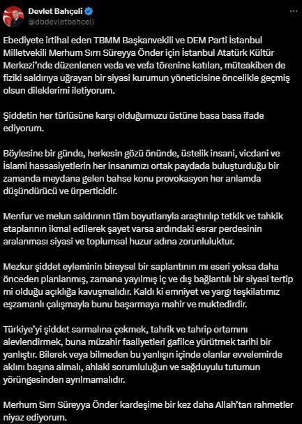 Bahçeli'den Özel'e saldırıya ilişkin ilk açıklama: Her anlamda düşündürücü ve ürpertici