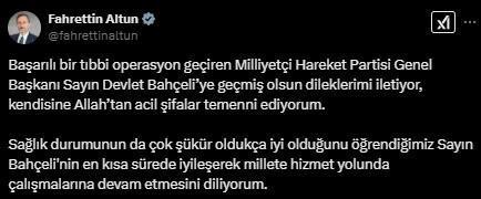 MHP Genel Başkanı Devlet Bahçeli'nin Başarılı Kalp Operasyonu Sonrası Geçmiş Olsun Mesajları Yağdı