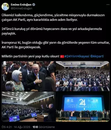 Ak Parti'nin kuruluş yıl dönümü programına ilişkin paylaşım
