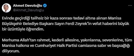 Ferdi Zeyrek'in hayatını kaybetmesinin ardından siyasilerden art arda taziye mesajları