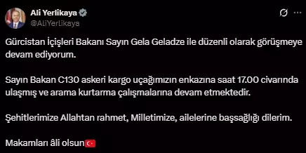 Gürcistan'da düşen kargo uçağımızın enkazına ulaşıldı
