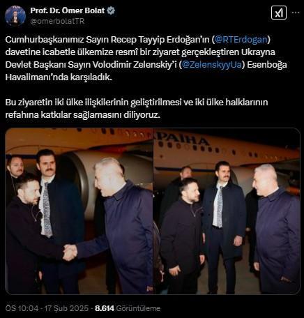 Ukrayna Devlet Başkanı Zelenskiy, Türkiye'ye geldi