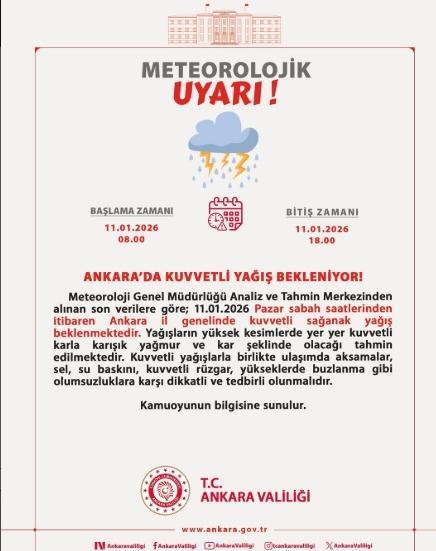 Ankara okullar tatil mi, 13 Ocak Salı yarın Ankara'da okul yok mu (ANKARA VALİLİĞİ - KAR TATİLİ)?