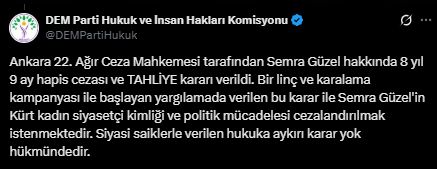 Eski HDP milletvekili Semra Güzel'e 8 yıl 9 ay hapis cezası