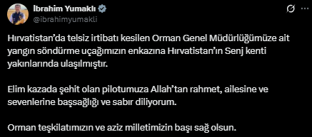 Siyasilerden Hırvatistan'daki uçak kazasında şehit olan pilot için başsağlığı mesajları