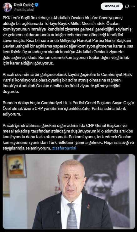 Ümit Özdağ açıklama
