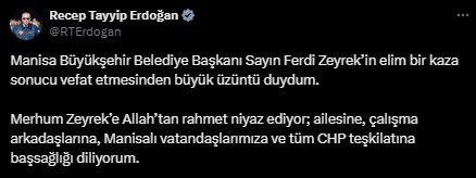 Ferdi Zeyrek'in hayatını kaybetmesinin ardından siyasilerden art arda taziye mesajları