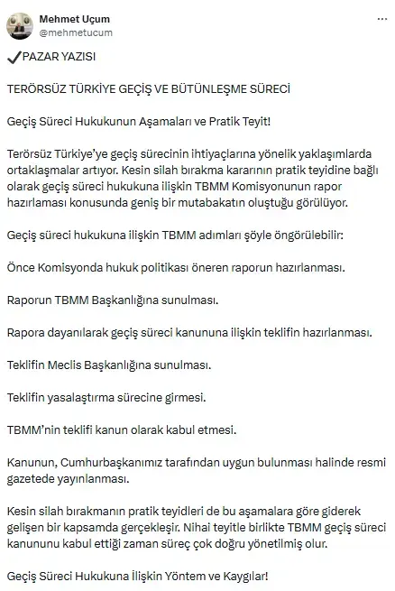 Erdoğan'ın başdanışmanı açıkladı! İşte Terörsüz Türkiye sürecinde atılacak 7 adım