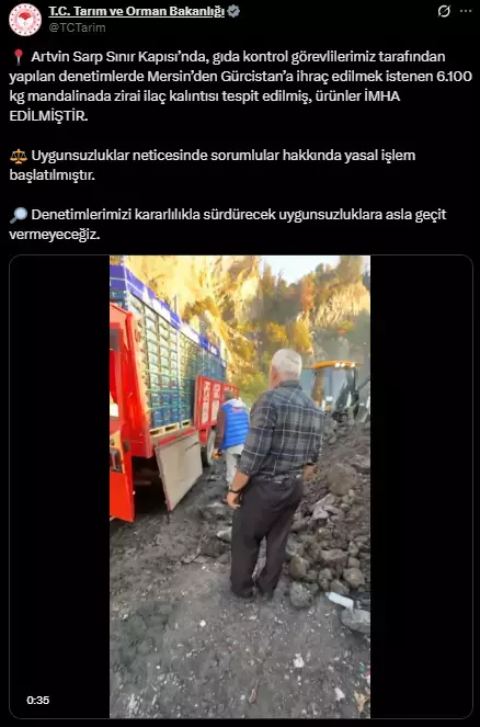 Zirai İlaç Kalıntısı Bulundu, 6 Bin Kilogram Mandalina İmha Edildi,