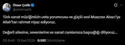 Muazzez Abacı için siyasilerden taziye mesajları