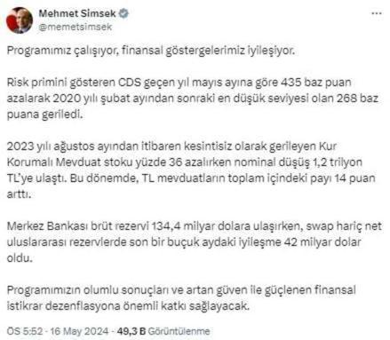 Bakan Şimşek rakam vererek duyurdu: Programımız çalışıyor