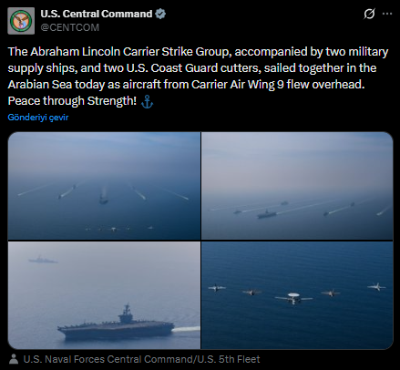 ABD ordusu, Umman Denizi'ndeki uçak gemisi grubunun fotoğraflarını paylaştı