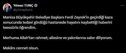 Ferdi Zeyrek'in hayatını kaybetmesinin ardından siyasilerden art arda taziye mesajları