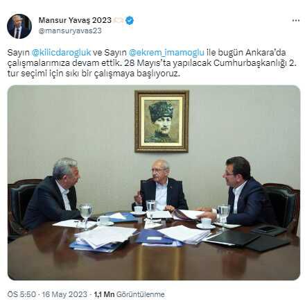 İmamoğlu ve Yavaş'tan ortak paylaşım: 2'nci tur seçimi için sıkı bir çalışmaya başlıyoruz