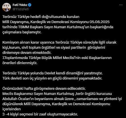 MHP'li Feti Yıldız'dan Kurtulmuş'a çağrı: Komisyon, Öcalan'ın beyanlarını dinleyebilir