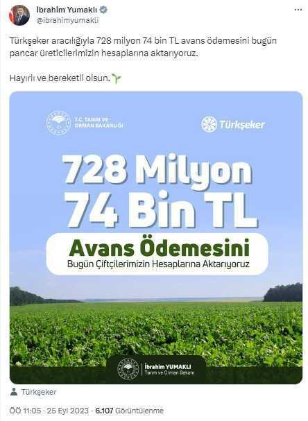 Pancar üreticilerine avans ödemeleri bugün yapılacak