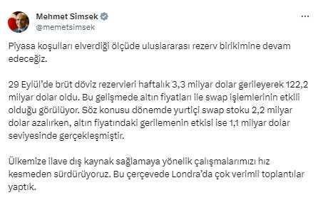 Merkez Bankası rezervlerindeki 15 haftalık yükseliş serisi neden sona erdi! Bakan Şimşek sebebini anlattı