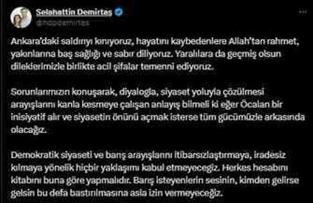 Demirtaş, hain terör saldırısını kınadı