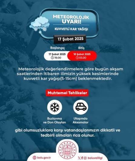 Bolu okullar tatil mi SON DAKİKA? 18 Şubat Salı Bolu okul yok mu (Bolu Valiliği KAR TATİLİ AÇIKLAMASI)?