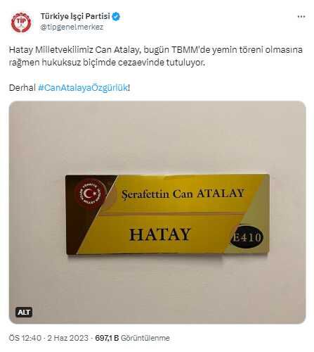 Milletvekili seçilmesine rağmen hala serbest bırakılmadı! TİP'ten Can Atalay tepkisi
