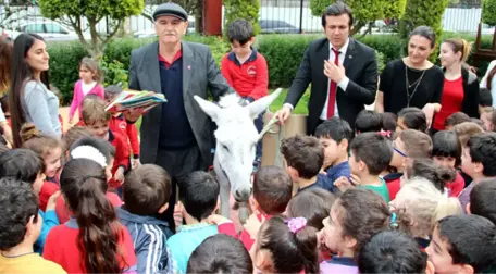 İskenderun'da 'Eşekli Gezici Kütüphane' Yeniden Öğrencilerle Buluştu