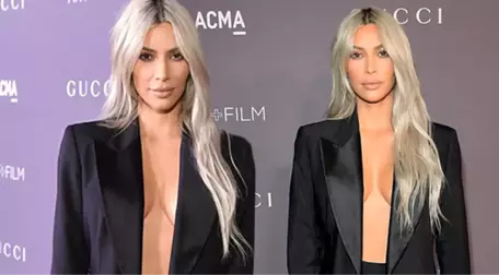 Kim Kardashian'dan Sınırları Zorlayan Kıyafet! Ceketinin İçine Hiçbir Şey Giymedi