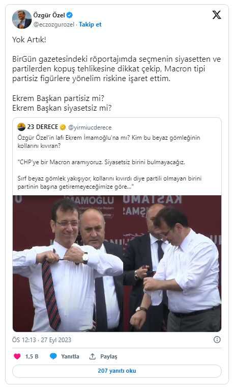 Özgür Özel'in verdiği Macron örneği ortalığı karıştırdı! İmamoğlu'nu kastettiği iddiasına sert çıktı