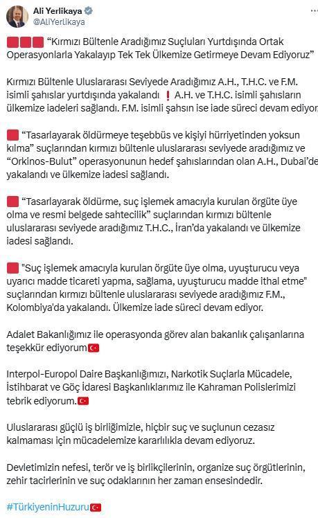 Kırmızı bültenle uluslararası seviyede aranan 3 şüpheli yurt dışında yakalandı