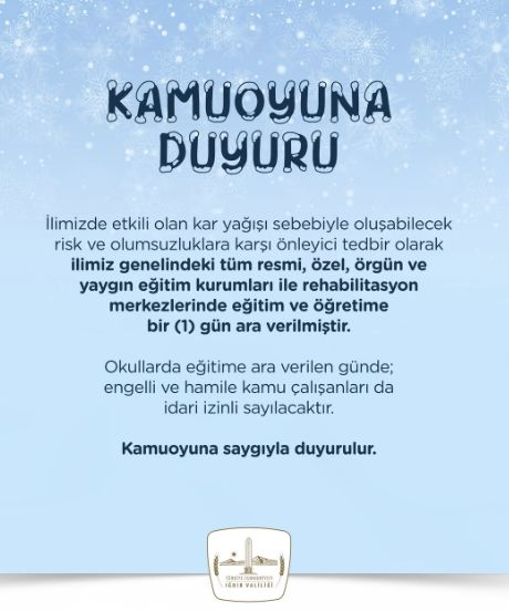 Iğdır okullar tatil mi SON DAKİKA? 21 Şubat Cuma Iğdır okul yok mu (Iğdır Valiliği Açıklaması – KAR TATİLİ)?