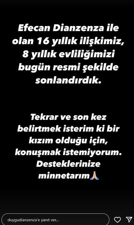 Efecan Dianzenza'nın Evliliğinde Sona Gelindi